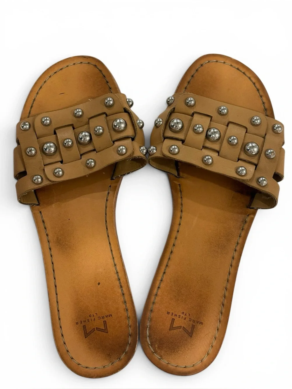 5 for $25!! Marc Fisher Studded Tan Leather Sandals